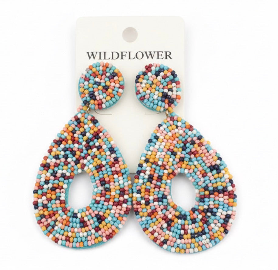 Wild Flower Earrings Long Hoop
