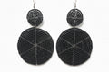 Black 3 Hoop Beads Earrings
